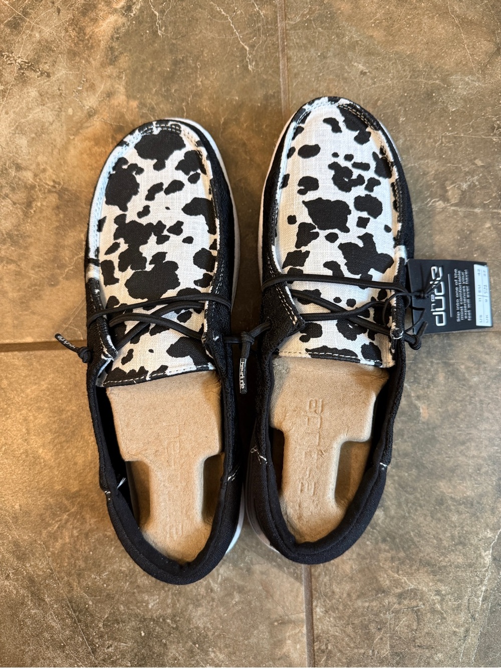 Hey Dude Black and White Cow Print.
